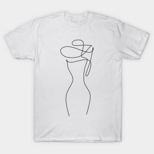 Woman in hat one line art. T-Shirt